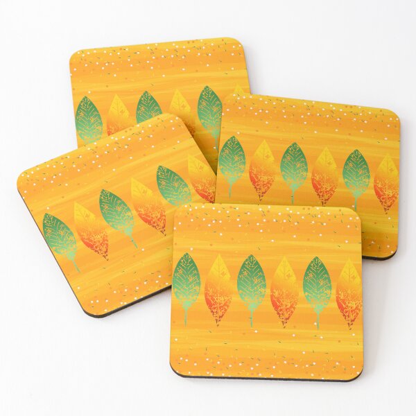 Item preview, Autumn leaves repeating against a gold and yellow background designed and sold by ditzy-designs.