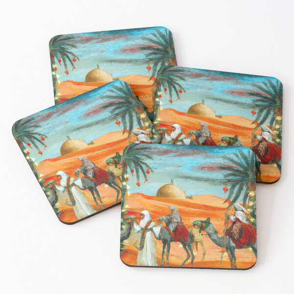 Item preview, Moroccan Christmas With Camels AI Art Poster designed and sold by Takklidi Art.