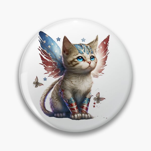 Item preview, USA Fairy Cat - Tiger striped kitten with Patriotic Butterfly Wings - Cat Super Hero designed and sold by photo4u2.