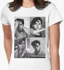 Cole Sprouse Collage B&W Women's Fitted T-Shirt