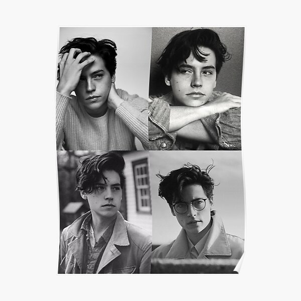 Cole Sprouse Collage B & W Póster