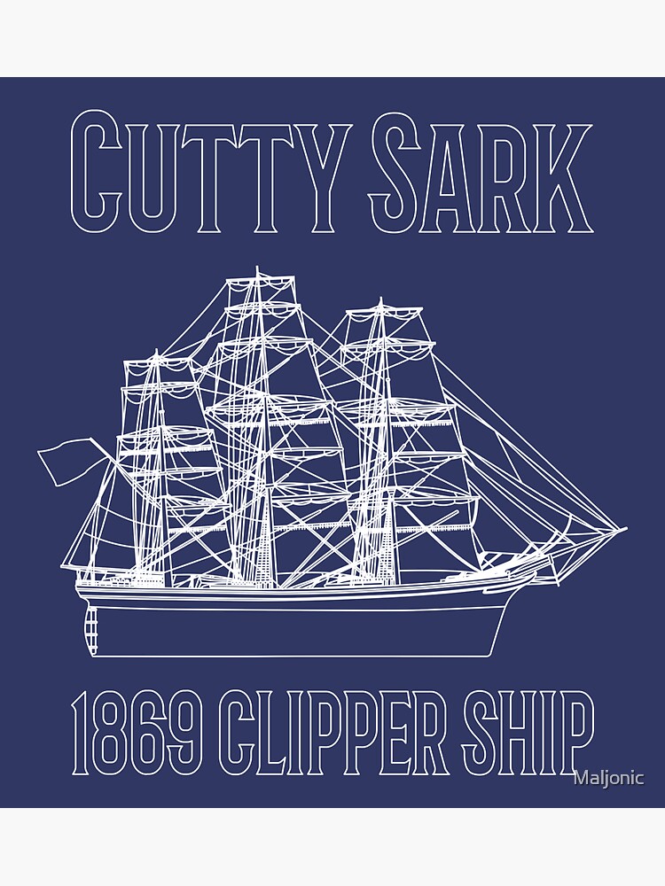 "Cutty Sark British 1869 Clipper Sailing Ship Blueprint Diagram Gift