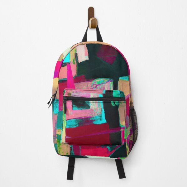Item preview, Abstract Action Painting - City Geometrics - Informalism - Peach and Pink on Green designed and sold by Inomaly Art.