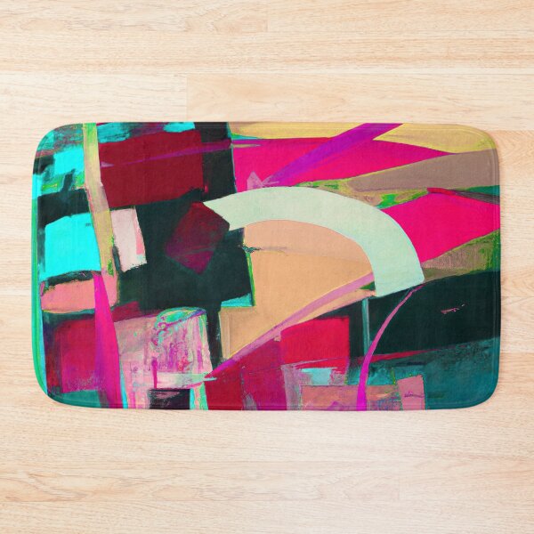Item preview, Abstract Action Painting - City Geometrics - Informalism - Peach and Pink on Green designed and sold by Inomaly Art.