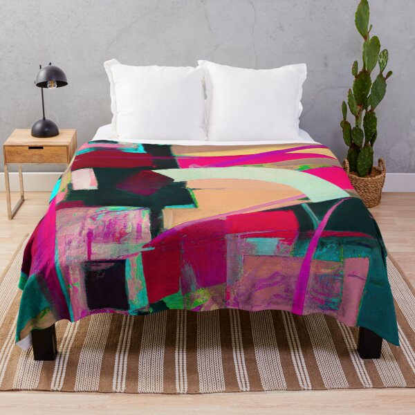 Item preview, Abstract Action Painting - City Geometrics - Informalism - Peach and Pink on Green designed and sold by Inomaly Art.