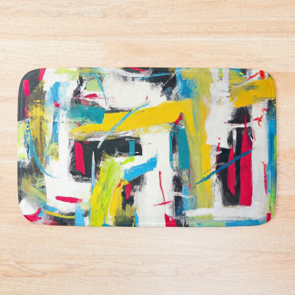 Item preview, Abstract Action Painting - City in Colour - Informalism, White, Yellow, Blue and Red designed and sold by Inomaly Art.