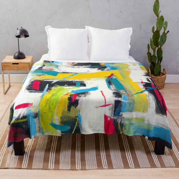 Item preview, Abstract Action Painting - City in Colour - Informalism, White, Yellow, Blue and Red designed and sold by Inomaly Art.