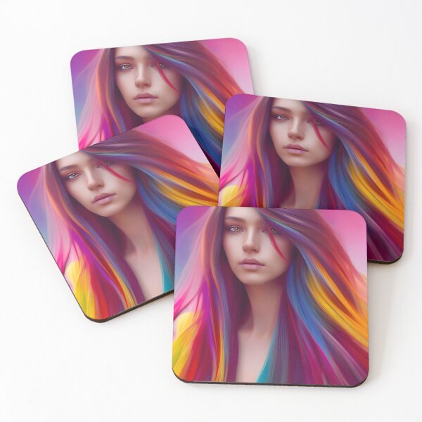 Item preview, Copy of Beautiful young colorful bright Girl with colored purple-pink Hair designed and sold by Olga Nagornaya.