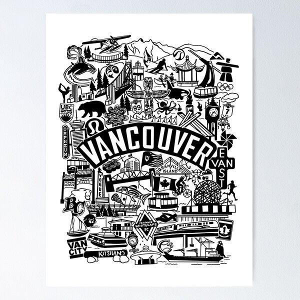 Item preview, Vancouver British Columbia City Art Print designed and sold by sketchnotesme.