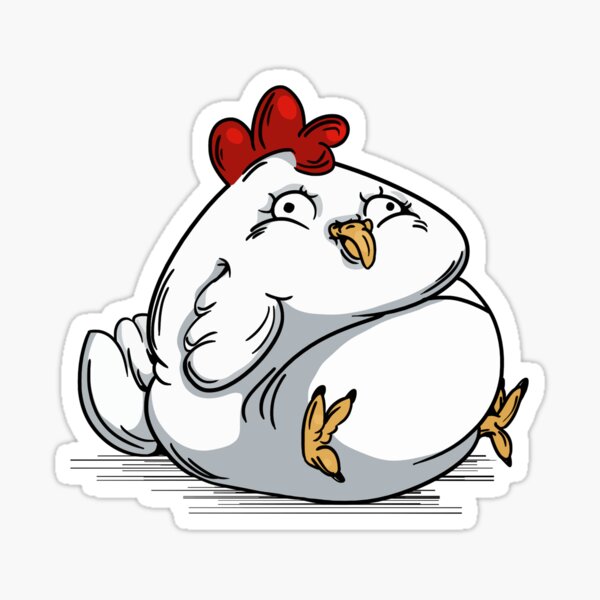 "Chubby Round Funny Chicken" Sticker for Sale by iduzarts Redbubble