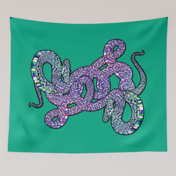 Item preview, Snake Art - Reptile Lover - Blue, Green, Pink Snake designed and sold by LaRoach Digital Arts.