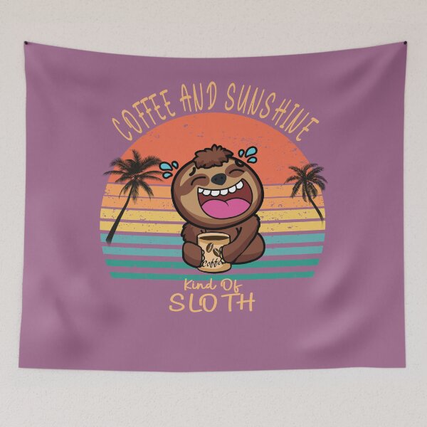 Item preview,  Coffee and sunshine vintage sunset sloth designed and sold by TipTopTapo.