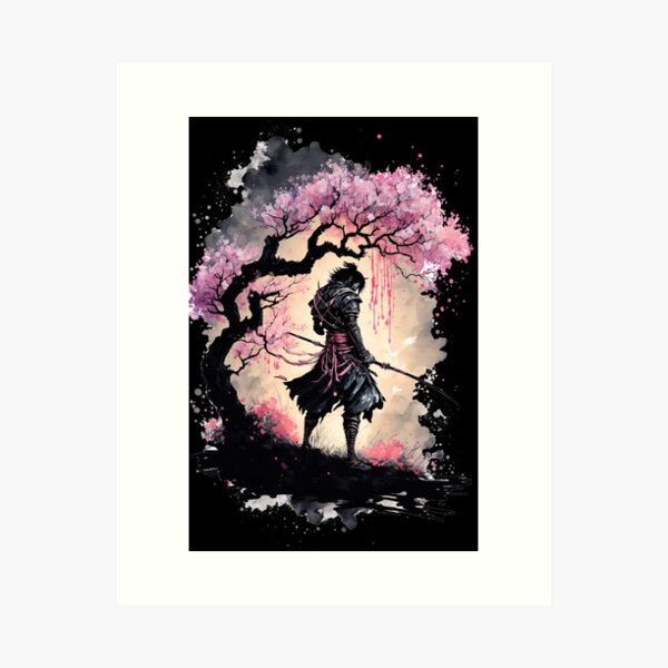 samurai cherry blossom art