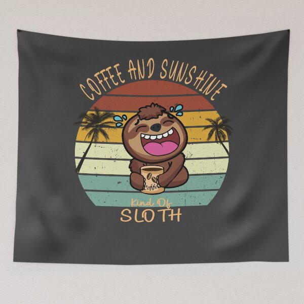 Item preview, Coffee and sunshine vintage sunset sloth designed and sold by TipTopTapo.
