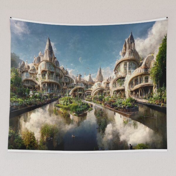 Item preview, Fantasy Riverside Elven Town 1 designed and sold by Styxiann.
