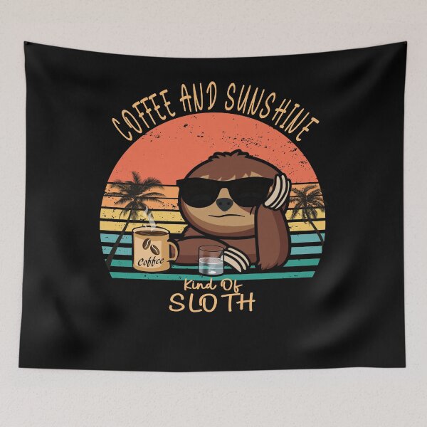 Item preview, Coffee and sunshine vintage sunset sloth designed and sold by TipTopTapo.
