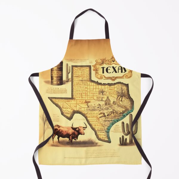 Item preview, Decorative vintage and nostalgic map of Texas state with retro oil barrels, longhorn bull and cactus designed and sold by ArtifactVault.