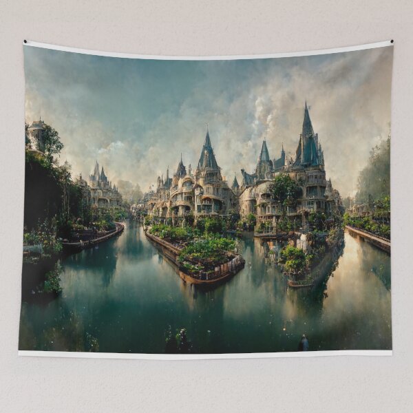 Item preview, Fantasy Riverside Elven Town 4 designed and sold by Styxiann.
