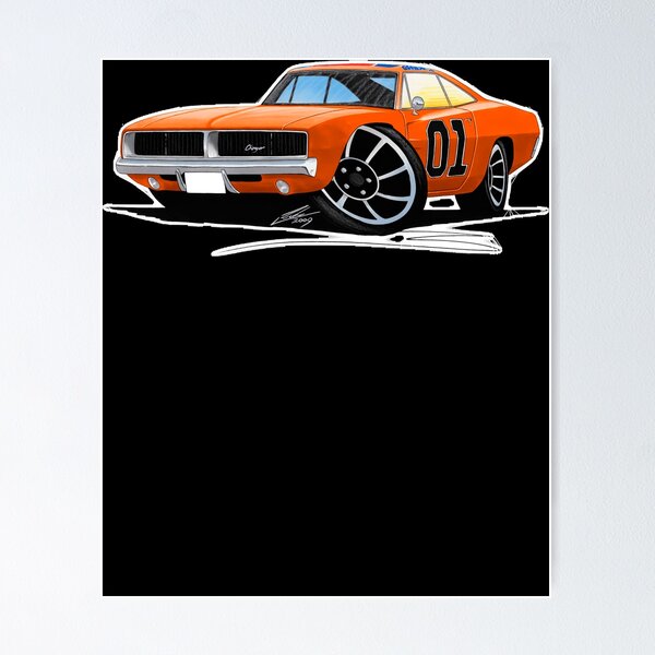 Digital Download the Dukes of Hazzard General Lee Car MUDDY VERSION 1969  Dodge Charger Illustration Car Art TV and Film Movie Car 