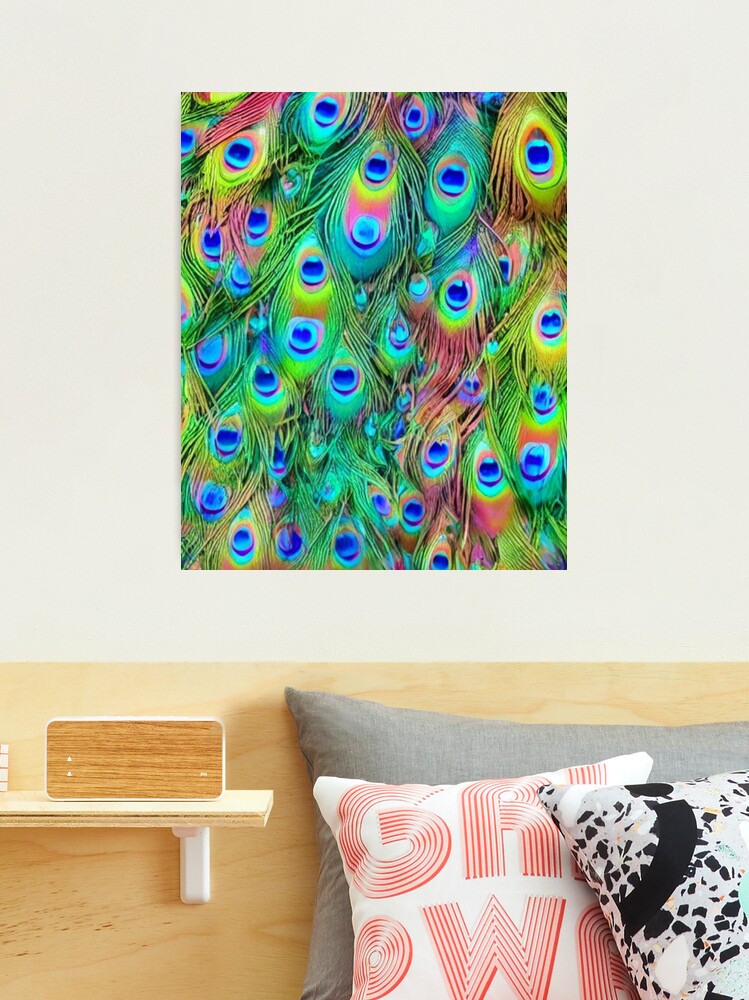 Colorful Peacock feathers photography abstract bird wings eyes vibrant  peacock painting blue green luxurious high class lady vibrant | Kids T-Shirt