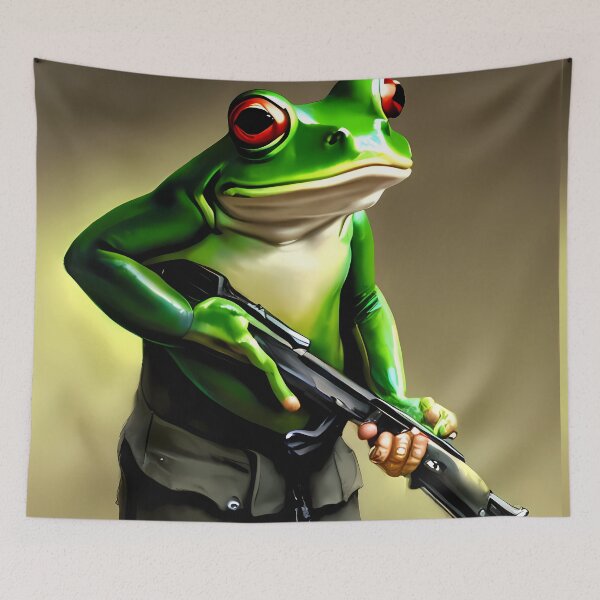 Item preview, Frog with a gun  designed and sold by BigBrainArtwork.