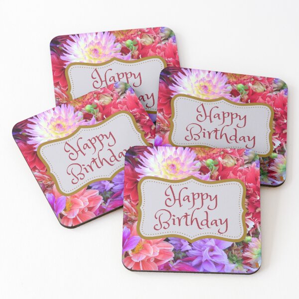 Item preview, Happy Birthday Colorful Vibrant Dahlia Flowers designed and sold by silviaol.