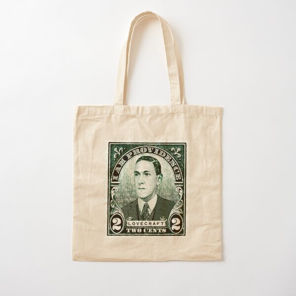 Green H.P. Lovecraft stamp Cotton Tote Bag