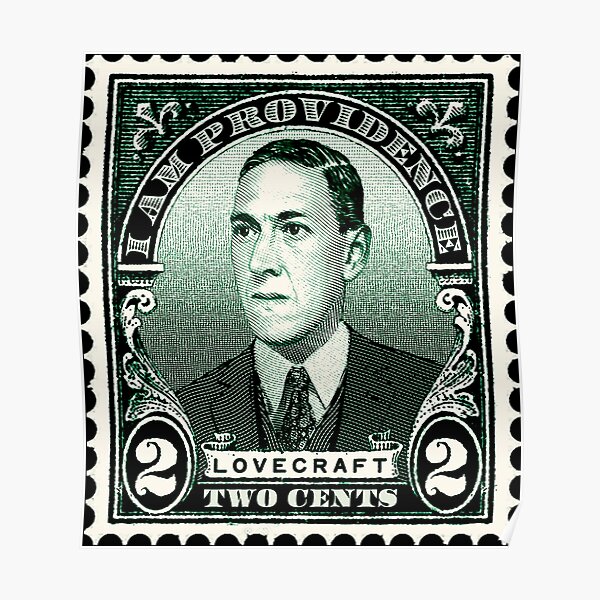 Green H.P. Lovecraft stamp Poster