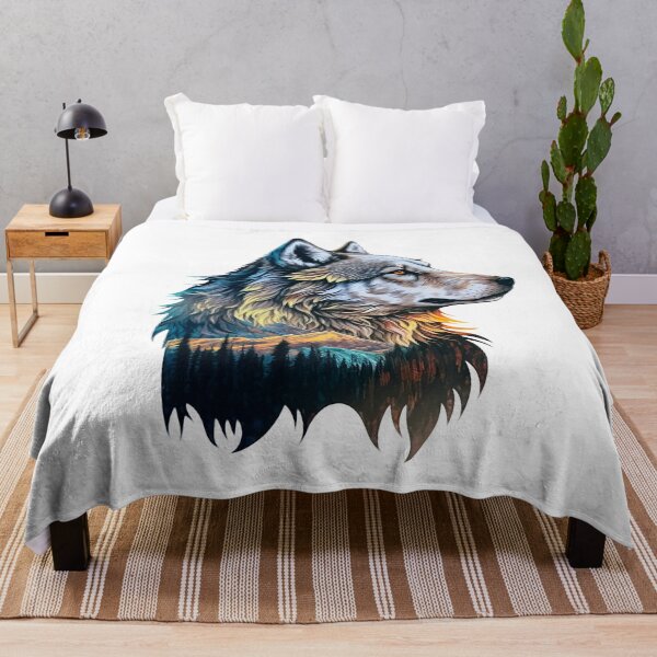 Item preview, Abstract Wolf Painting - Wolf Profile - Double exposure Mountain scene designed and sold by photo4u2.