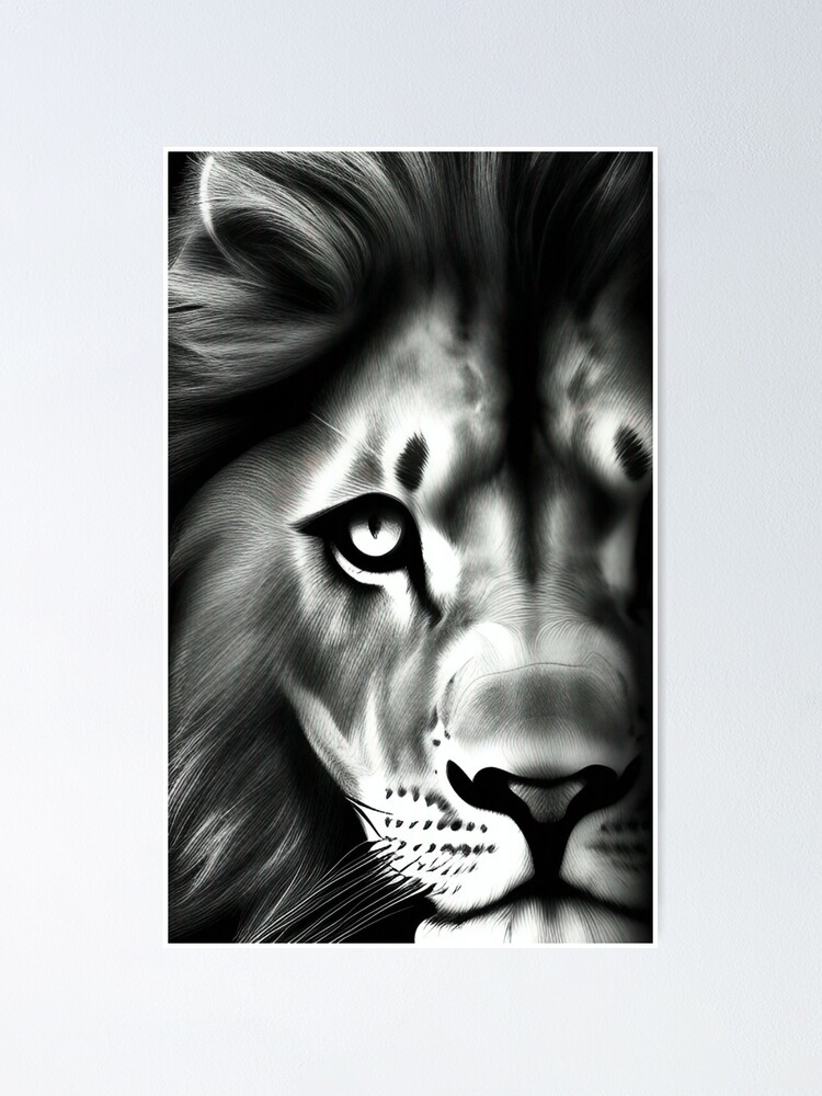 "Black And White Lion" Poster for Sale by DecorativeArts Redbubble
