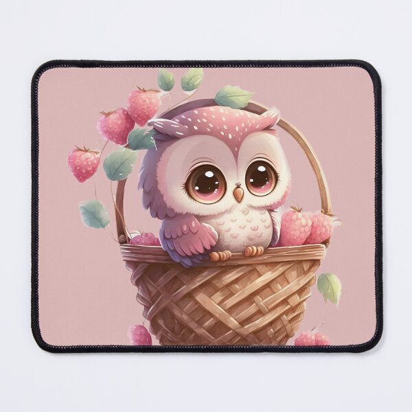 Item preview, Cute Chibi Valentine Owl with strawberries,Tiny Owl in a basket, gift for owl lover, I’ll Owl ways love you, owl Valentine, coffee valentine designed and sold by Mumzy2many.