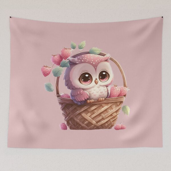 Item preview,  Cute Chibi Valentine Owl with strawberries,Tiny Owl in a basket, gift for owl lover, I’ll Owl ways love you, owl Valentine, coffee valentine designed and sold by Mumzy2many.