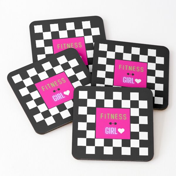 Item preview, FITNESS GIRL CHECKERED #1 PINK BLACK BACKGROUND BAR BELL MEME designed and sold by EllieMonroe.