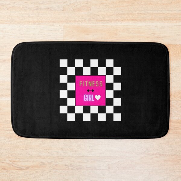 Item preview, FITNESS GIRL CHECKERED #1 PINK BLACK BACKGROUND BAR BELL MEME designed and sold by EllieMonroe.