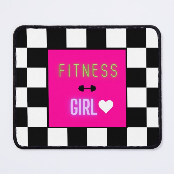 Item preview, FITNESS GIRL CHECKERED #1 PINK BLACK BACKGROUND BAR BELL MEME designed and sold by EllieMonroe.