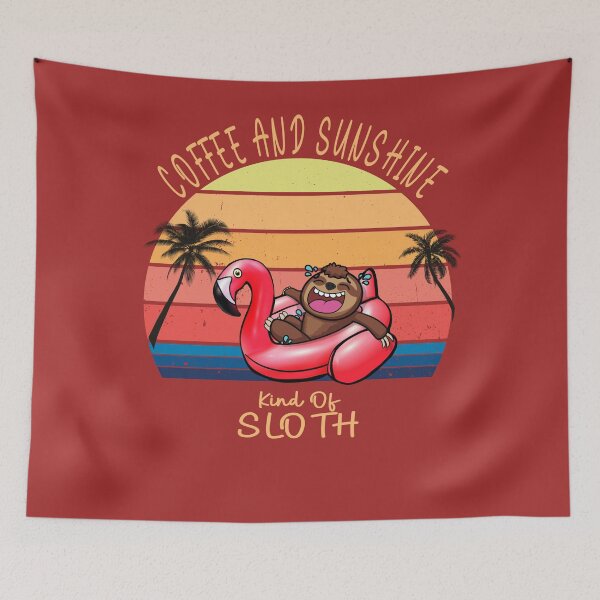 Item preview, Funny Coffee and sunshine party sloth flamingo  designed and sold by TipTopTapo.