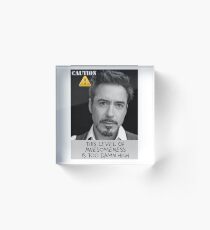 caution! (robert downey jr) Acrylic Block