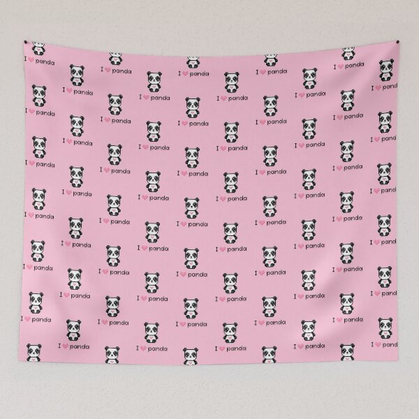 Item preview, Kawaii Panda with Lovehearts Pattern Pink designed and sold by Pixe11y.