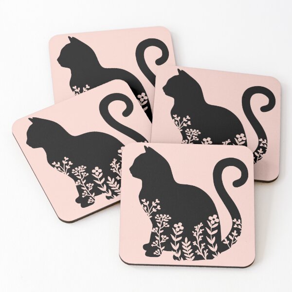 Item preview, Floral Black Cat Silhouette designed and sold by sweetbelle.