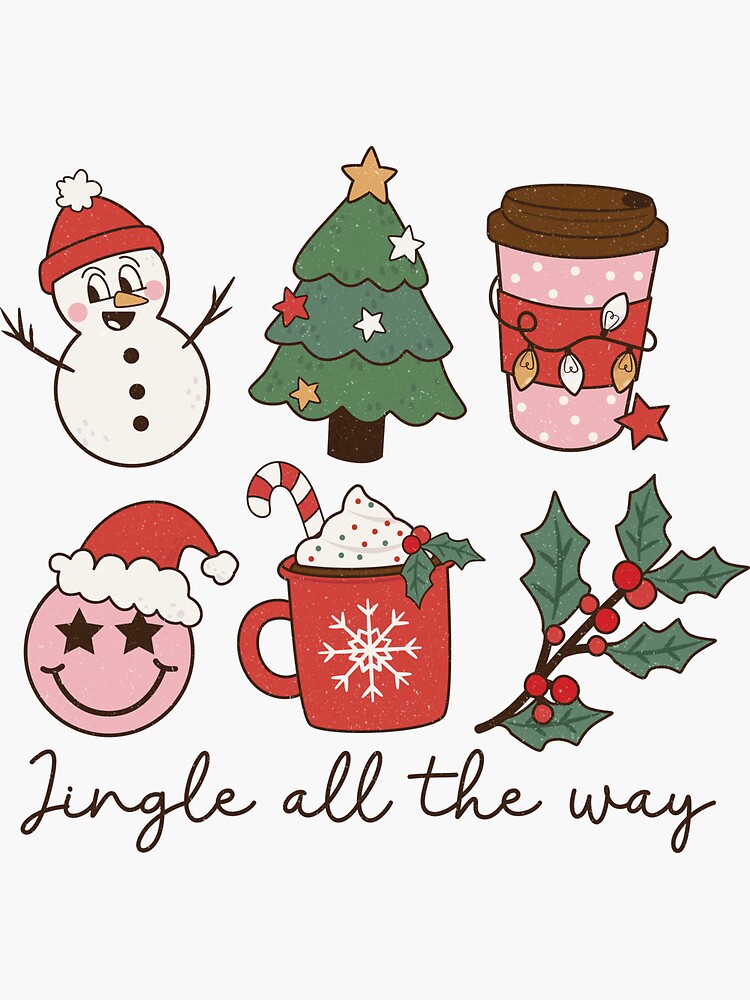 Retro Christmas Sticker Set, Groovy Cute Holiday Sticker Gift, Retro Vibe  Christmas Laptop Decals