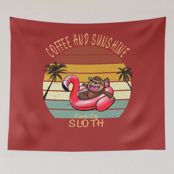 Item preview, Funny Coffee and sunshine party sloth flamingo  designed and sold by TipTopTapo.