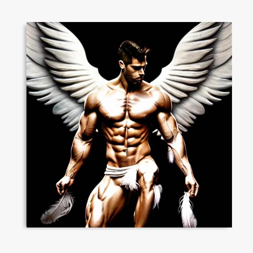 Muscular Angel on one knee