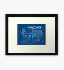 Fallingwater Survey Cover Blueprint - Frank Lloyd Wright Framed Print