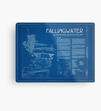 Fallingwater Survey Cover Blueprint - Frank Lloyd Wright Metal Print