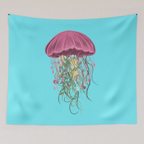 Item preview, Beautiful Flora Botany Watercolor Jellyfish with Wildflowers designed and sold by KaylaStudio.