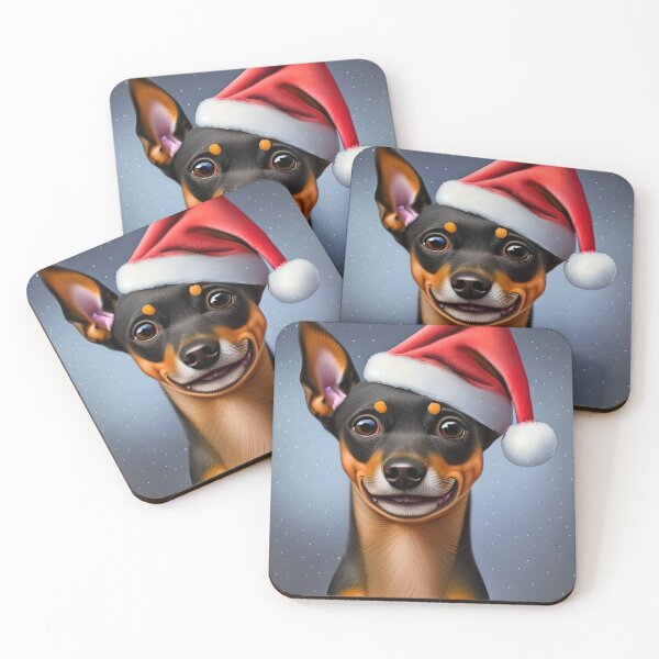 Item preview, Christmas Miniature Pinscher Wearing A Santa Hat designed and sold by ZenEverAI.