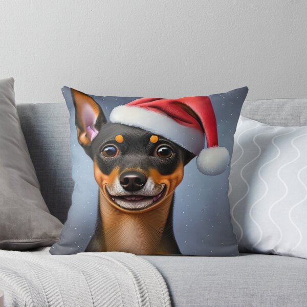 Item preview, Christmas Miniature Pinscher Wearing A Santa Hat designed and sold by ZenEverAI.