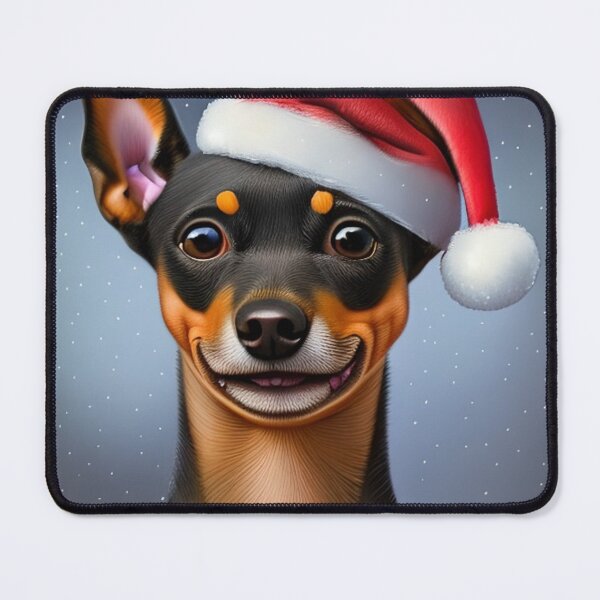 Item preview, Christmas Miniature Pinscher Wearing A Santa Hat designed and sold by ZenEverAI.