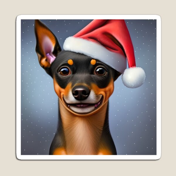 Item preview, Christmas Miniature Pinscher Wearing A Santa Hat designed and sold by ZenEverAI.