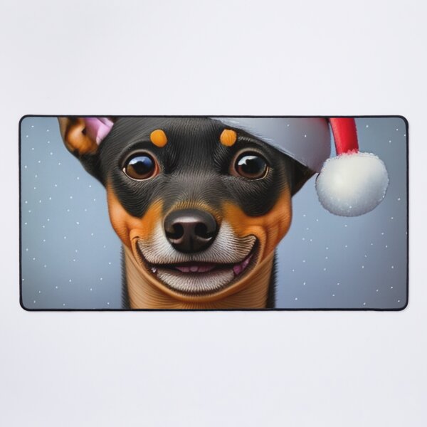 Item preview, Christmas Miniature Pinscher Wearing A Santa Hat designed and sold by ZenEverAI.